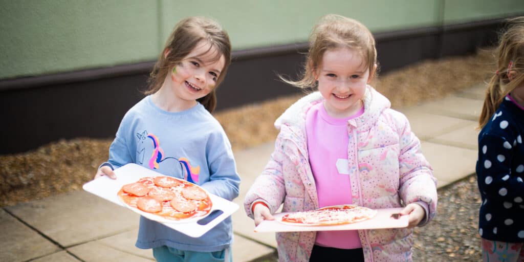 Children having fun at an Educamps Summer Camp making pizzas