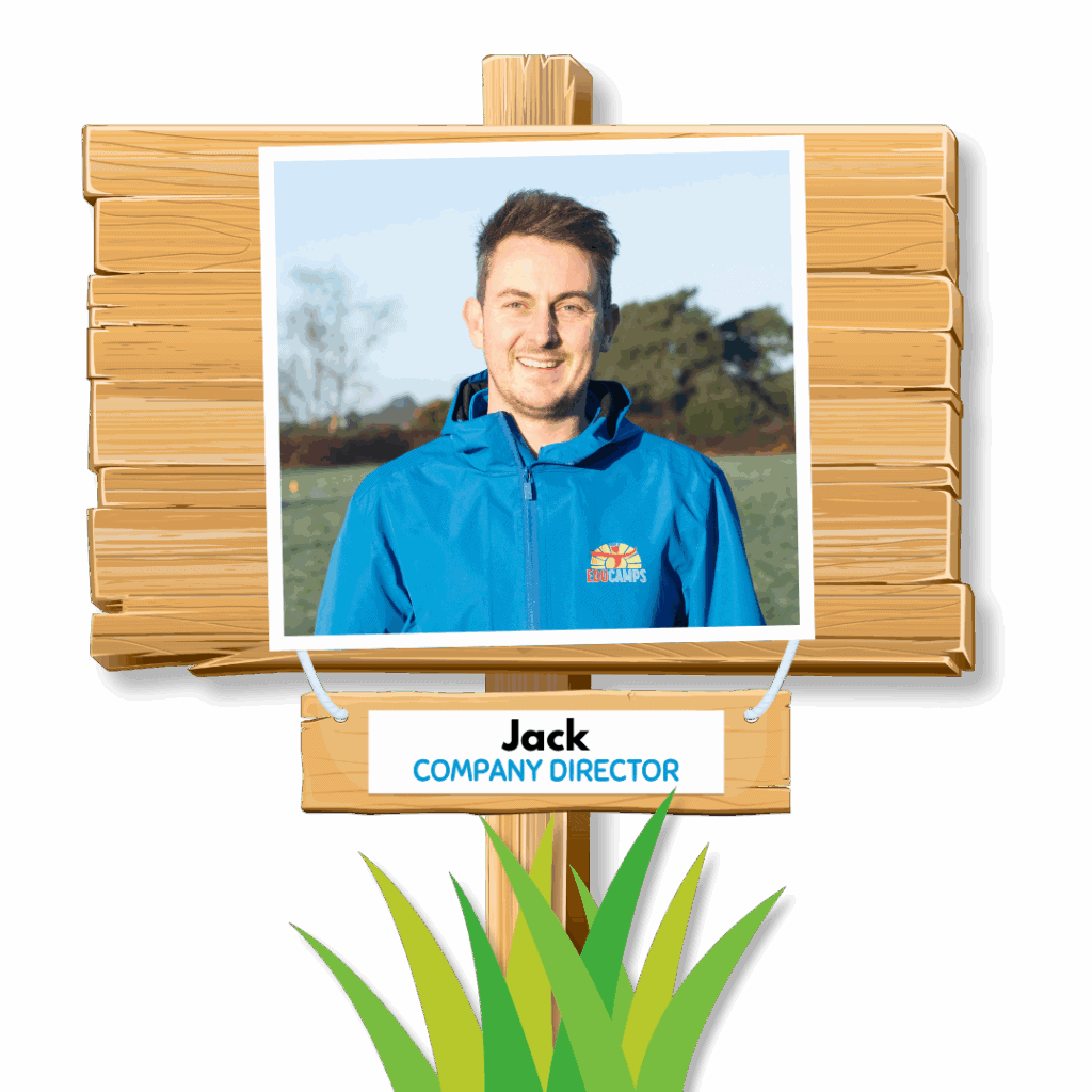 Educamps day camp Company director wearing a blue Educamps hoodie, smiling outdoors and supporting children’s summer activities in nature.