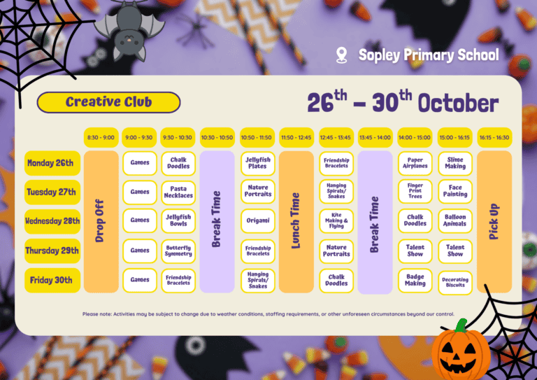 Creative Club Timetable